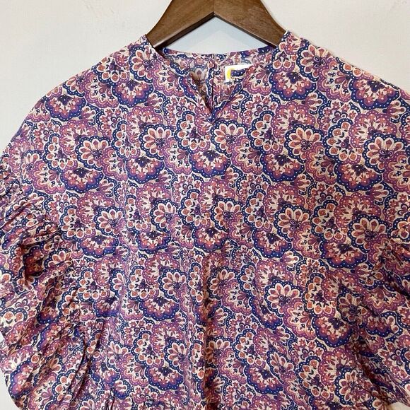 Mini Boden Printed Poncho Kaftan Swim Coverup Lupin Peach Paisley Print Trip 3T - Picture 2 of 14